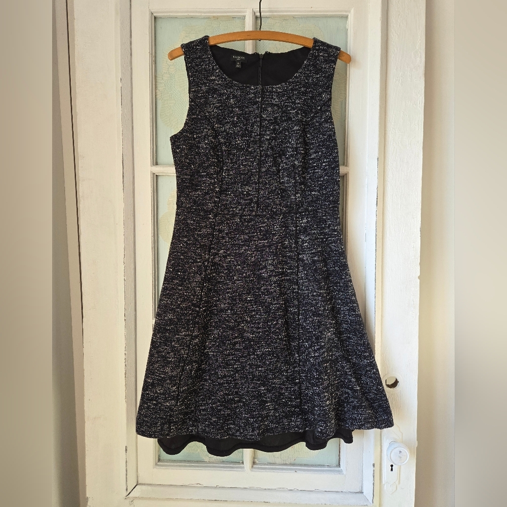 Talbots Black White Tweed Fit Flare Dress 8P